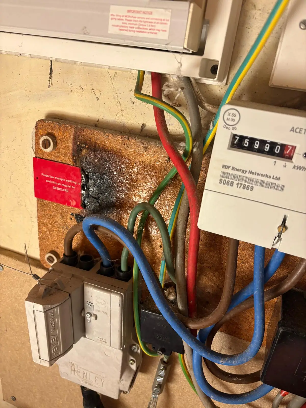 Thermal damage on a main supply cable identified by Bring it Ohm Electrical Solutions